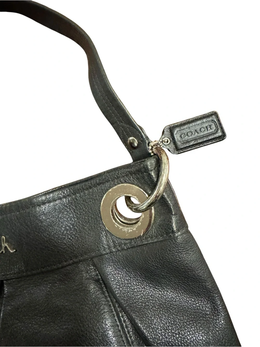 Coach Ashley Pleated Hobo Bag, Black Leather, Style F17605